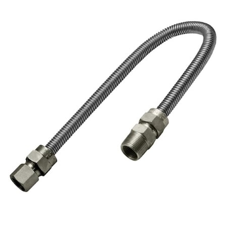 Flextron Gas Line Hose 5/8'' O.D.x30'' Length 1/2" FIPx3/4" MIP Fittings, Stainless Steel Flexible Connector FTGC-SS12-30M